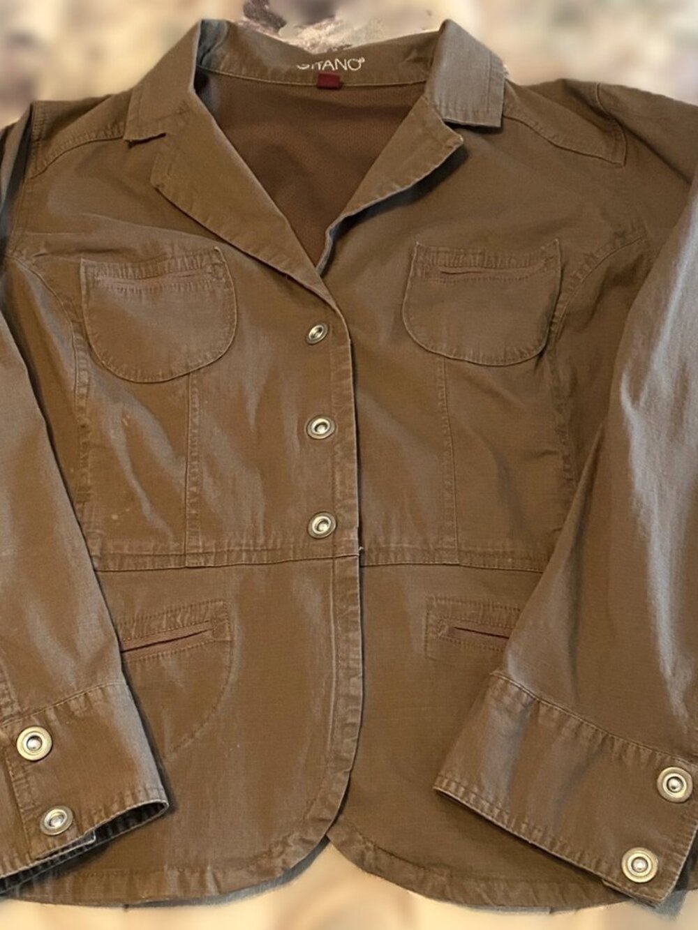 Gitano Women’s Brown Utility Jacket Size 18W Stretch Snap Front
